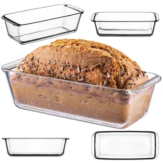 KADAX Brotbackform aus hitzebeständigem Glas, rechteckige Kastenform, Backform für Brot, Kuchen & Aufläufe, Auflaufform, Brotform, Kuchenform (28,5 x 12 x 7,4 cm)
