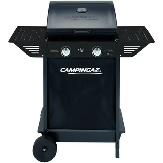 Campingaz Xpert 100 LS Plus Rocky Gasgrill aus Lavastein, BBQ-Wagen mit 2 Brennern und 1 Seitenbrenner, Deckel + Thermometer, Lat. klappbar, 7,1 kW + 2,1 kW Lat Herd