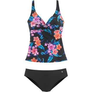 Bügel-Tankini LASCANA, Damen, Gr. 38, Cup C, bunt (schwarz, bunt, bedruckt), Polyamid, bedruckt, geblümt, Bikini-Sets Bügel-Tankini, mit tropischem Blumenprint, Topseller