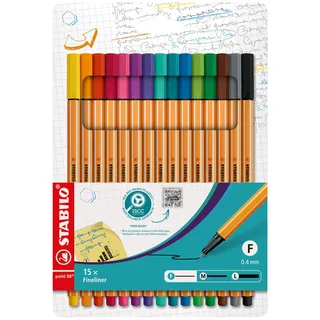 Stabilo - Fineliner point 88-15er Pack - Standardfarben