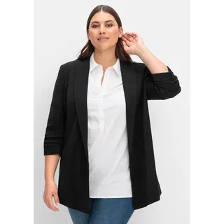 Sheego Longblazer »Blazer mit Schalkragen und gerafftem 3/4-Arm«, mit Schalkragen und gerafftem 3/4-Arm, schwarz