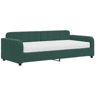 vidaXL Tagesbett mit Matratze Dunkelgrün 90x200 cm Samt - Grün