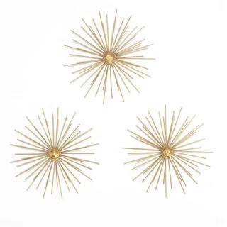 Fetco Habitat WA3716W Cabers Gold Starbursts Metall-Wandkunst, Metallic, Wohnzimmer