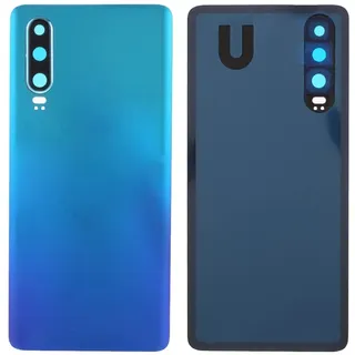 Set Akkudeckel + doppelseitiges Klebeband + Linse kompatibel für Huawei P30 / ELE-L29 ELE-L09 Rückseite Back Cover Rückseite + Kleber + Linse mit Rahmen (blau)