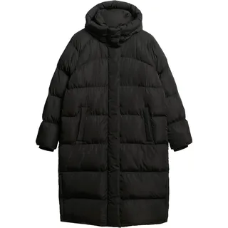 Superdry Damen. Langer Steppmantel mit Kapuze schwarz 36 - 36