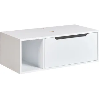 BELIANI Hänge Waschbeckenunterschrank Weiß MDP-Platte 80x40 cm mit Klappe Regal Modern Bad-Unterschrank für Aufsatzwaschbecken Schmal Wandmontage - Weiß