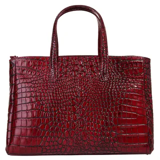 Cluty Henkeltasche CLUTY, Damen, Gr. B/H/T: 38cm x 26cm x 18cm onesize, rot, Leder, glänzend, Taschen, echt Leder, Made in Italy