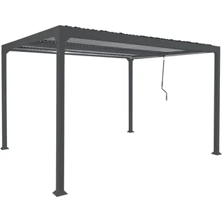 Mendler Alu Pergola HWC-L41 3 x 3,7 m inkl. 4 Seitenteile Grau/Schwarz