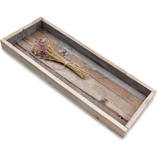 Holz Kerzentablett Shabby Weiß mit Rand groß - 55 x 20 cm - XL Dekotablett rechteckig im Used Look