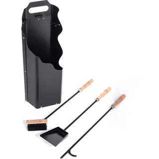 Kaminbesteck, 4-teilige Ofenbesteck Kaminbesteck,Kamingarnitur mit Schaufel, Besen, Schürhaken & Halter, Ofenbesteck modern,langlebiges Kaminwerkzeug-Set