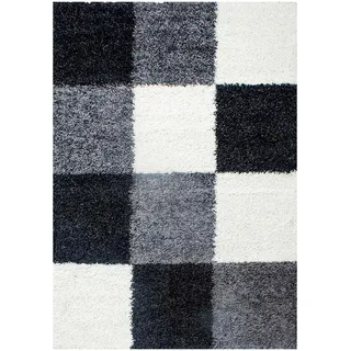 Novel Hochflorteppich , Schwarz , Textil , Karo , rechteckig , 60x110 cm , Oeko-Tex® Standard 100 , für Fußbodenheizung geeignet, schmutzabweisend, für Hausstauballergiker geeignet, lichtunempfindlich, antistatisch, pflegeleicht, strapazierfähig, leicht zusammenrollbar , Teppiche und Böden, Teppiche, Hochflorteppiche & Shaggys