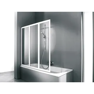 HÜPPE Combinett 2 Badewannenabtrennung, 3-teilig, Breite 1400mm, Höhe 1400mm, AC0401087264, Duschkabine: Profilfarbe silber matt Kunstglas Pacific S klar