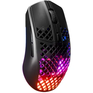 SteelSeries Aerox 3 Wireless - RGB Gaming-Mouse mit Öffnungen in der Oberfläche - Federleichtes, wasserabweisendes Design - Optischer TrueMove Air-Sensor mit 18.000 DPI - Onyx