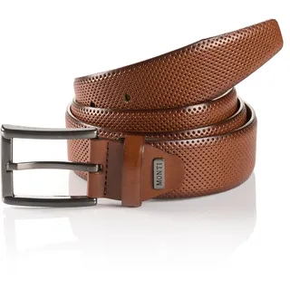 Ledergürtel MONTI "DUBLIN", Herren, Gr. 85, braun (hellbraun), Rindsleder, Strukturmuster, unifarben, Gürtel Ledergürtel, mit Lochstruktur