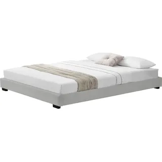 In And OutdoorMatch Holzbett Dana - niedrig - Kunstleder - mit Lattenrost - 180 x 200 cm - Weiß - klassisches Design - Weiß