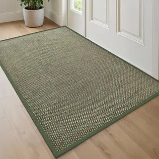 DEXI Fußmatte Innen 90 x 140 cm, rutschfest Schmutzfangmatte mit Gummirücken, absorbierend Fussmatte Innenbereich, Dünn Türmatte, waschbar Sauberlaufmatte für Haustür & Flur, Grün