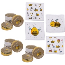 Bada Bing 12er Set Magisches Handtuch - Honig-Biene - Zauberhafte Baumwoll-Waschlappen Zauberhandtuch für Kinder ca. 30x30cm 4fach s. Gastgeschenk Kindergeburtstag Geburtstag Geschenk Mitgebsel