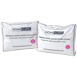 Homescapes 4-Jahreszeiten-Daunendecke 200/200 cm, Gänsedaunen & Federn , Weiß , Textil , Füllung: Daunen , Quadratisch , 200x200 cm , Oeko-Tex® , Heimtextilien, Kopfpolster & Bettdecken, Bettdecken, Ganzjahresdecken