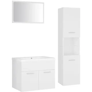vidaXL Badmöbel-Set Weiß Holzwerkstoff - Weiß