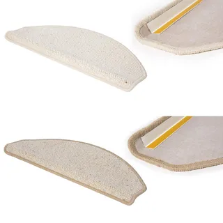 andiamo Luxor Living Stufenmatten Premium Volterra Treppenmatten robust pflegeleicht Innen Schurwolle, Farbe: Creme, Größe:15-teiliges Set