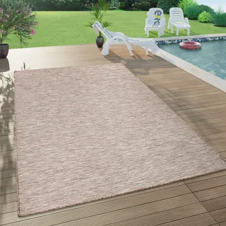 Outdoor Teppich Balkon Terrasse Grau Rosa Grün Pastellfarben Flachgewebe Grösse 80x150 cm - Beige