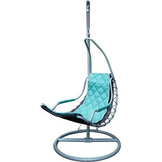 Aga Hängesessel Domingo mit Gestell – Grün, Hängeschaukel für Garten & Balkon, Indoor und Outdoor, Wetterfest & Ergonomisch - Grau