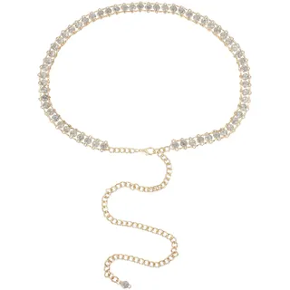 MilyaDE Strass Gürtel für Damen - Eleganter Taillengürtel Taillenkette Kettengürtel Bauchkette aus Metall - Ideal für Kleid (Gold)