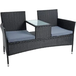 Polyrattan Gartenbank Bank Rattan Sitzbank 2-Sitzer Gartenmöbel Balkonmöbel - Schwarz