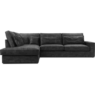 FEDVE Sofa Big Sofa Ecksofa Monica mini L- Form Funktionssofa Wohnlandschaft Design Couch Links - Dunkelgrau