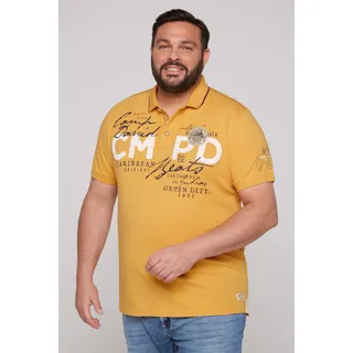 Poloshirt CAMP DAVID, Herren, Gr. L, gelb (warm sun), Jersey, Obermaterial: 100% Baumwolle, bedruckt, regular fit taillenbedeckt, ohne Ausschnitt, Shirts Poloshirt, mit Front- und Backprint