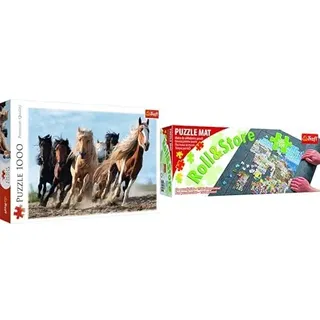 Bundle Trefl - Puzzle Galoppierende Pferde 1000 Teile + Puzzlematte, 500-1500 Teile Puzzle Trefl