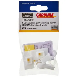 GARDINIA Träger für Caféhausstange California Ø 12 mm, Weiß,