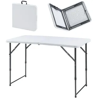[en.casa] Klapptisch Adelfia , Weiß , Metall, Kunststoff , 60x90x120 cm , Gartenmöbel, Gartentische, Klapptische