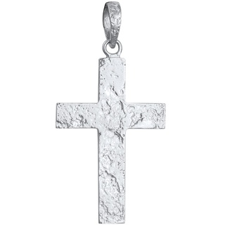 KUZZOI - Herren Kreuz Matt Gehämmert 925 Silber Herrenschmuck