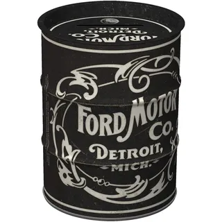 Nostalgic-Art Retro Spardose, 600 ml, Ford – Vintage Logo – Geschenk-Idee für Ford-Zubehör Fans, Original Lizenzprodukt (OLP), Sparschwein aus Metall, Vintage Blech-Sparbüchse