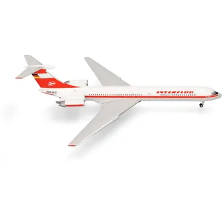 Herpa Modellflugzeug Interflug Ilyushin IL-62M, Miniatur im Maßstab 1:500, Sammlerstück, Modell ohne Standfuß, Metall, Normal