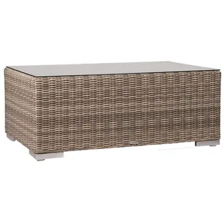Granada Kaffeetisch 147 x 74 cm - Outdoorgeflecht, white coral, inkl. Glasplatte