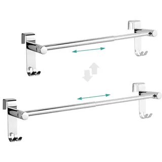 EMKE Handtuchhalter Ausziehbar Teleskop, Edelstahl Handtuchhalter für Badheizkörper mit Haken Handtuchtrockner ohne Bohren, Handtuchstange für Küche und Badezimmer, 44~63 * 10 * 10cm Chrom