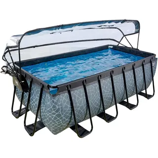 EXIT TOYS EXIT Stone Pool 400 x 200 x 122 cm inkl. Sandfilteranlage, Poolleiter, Reparaturset, Abdeckung