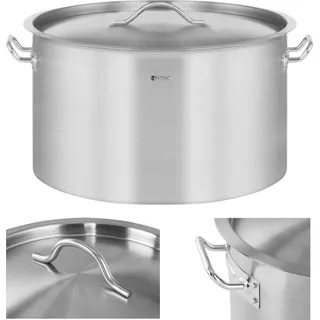 ROYAL Catering RCST-113E3-S Kochtopf inkl. Deckel, Edelstahl, 45 cm Durchmesser, Induktionsherd-geeignet, Antihaftbeschichtung - Silber