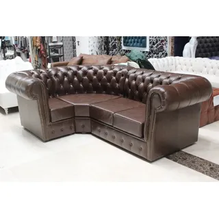 Wohnlandschaft Ecksofa Polster Chesterfield JVmoebel - Braun