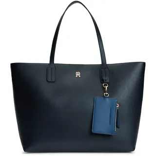 Tommy Hilfiger Tragetasche "TH ICON TOTE" Damen Handtasche, Shopper mit doppeltem Henkel, dunkelblau