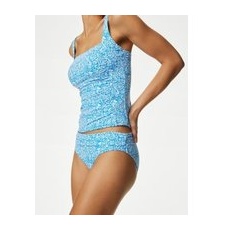 Womens M&S Collection Bedruckte Bikinihose mit Rollrand - Bright Blue Mix, Bright Blue Mix, 8