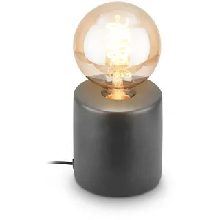 BRILONER - Tischlampe mit Kabelschalter, Keramikfuß, E27, max. 10W, Nachttischlampe, Lampe, Schreibtischlampe, Tischleuchte, Bürolampe, Leselampe Bett, Leselicht, 10x10,3 cm, Anthrazit