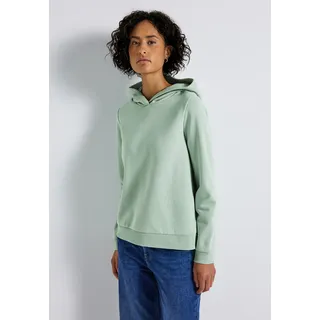 Sweatshirt STREET ONE, Damen, Gr. 36, grün (serene grün), Sweatware, Obermaterial: 60% Baumwolle, 40% Polyester. Futter: 100% Baumwolle, unifarben, lässig geschnitten hüftbedeckend, Rundhals, Bündchen, Sweatshirts Sweatshirt, mit Kapuze