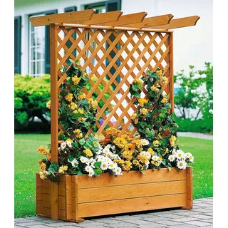 Promadino Spalier Pergola mit Pflanzkasten 102 x 65 cm Braun