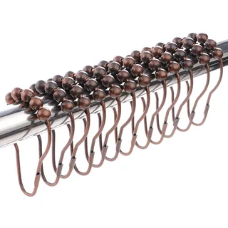 LIHAO 12x Duschvorhangringe Edelstahl Aufhängeringe mit Gleitsystem Rot Bronze