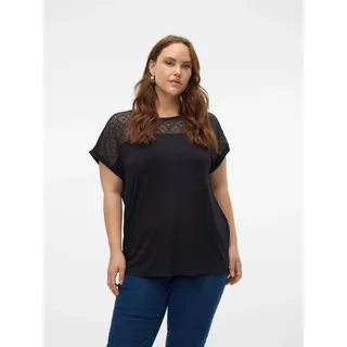 Vero Moda Curve Spitzenshirt »VMCANNE SS O-NECK LACE TOP JRS NOOS CUR«, schwarz