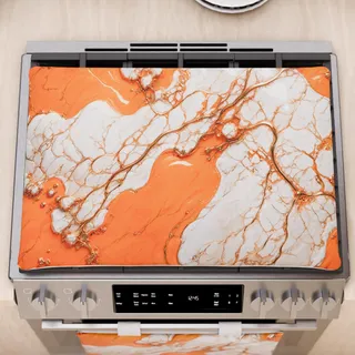 PETTI Artigiani Italiani - Herdabdeckplatte für Moderne Küche, Marmor-Effekt, Orange, Herdabdeckplatte 40 x 70 cm, 100% Made in Italy