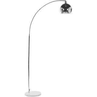 BELIANI Stehlampe Silber Metall 210 cm verchromt verstellbarer Schirm Marmorfuß Kabel mit Schalter Bogenlampe Industrie Look - Silber